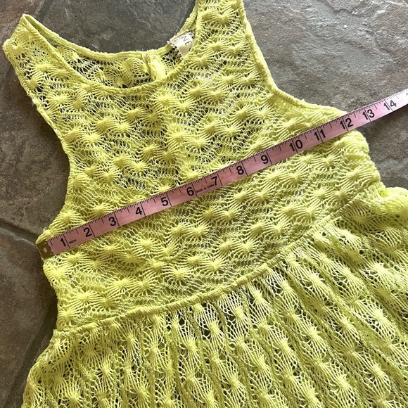 ⭐️BOGO FREE⭐️ FREE PEOPLE Madame Butterfly Lace Tank Dress in Lemon-lime - Picture 6 of 14